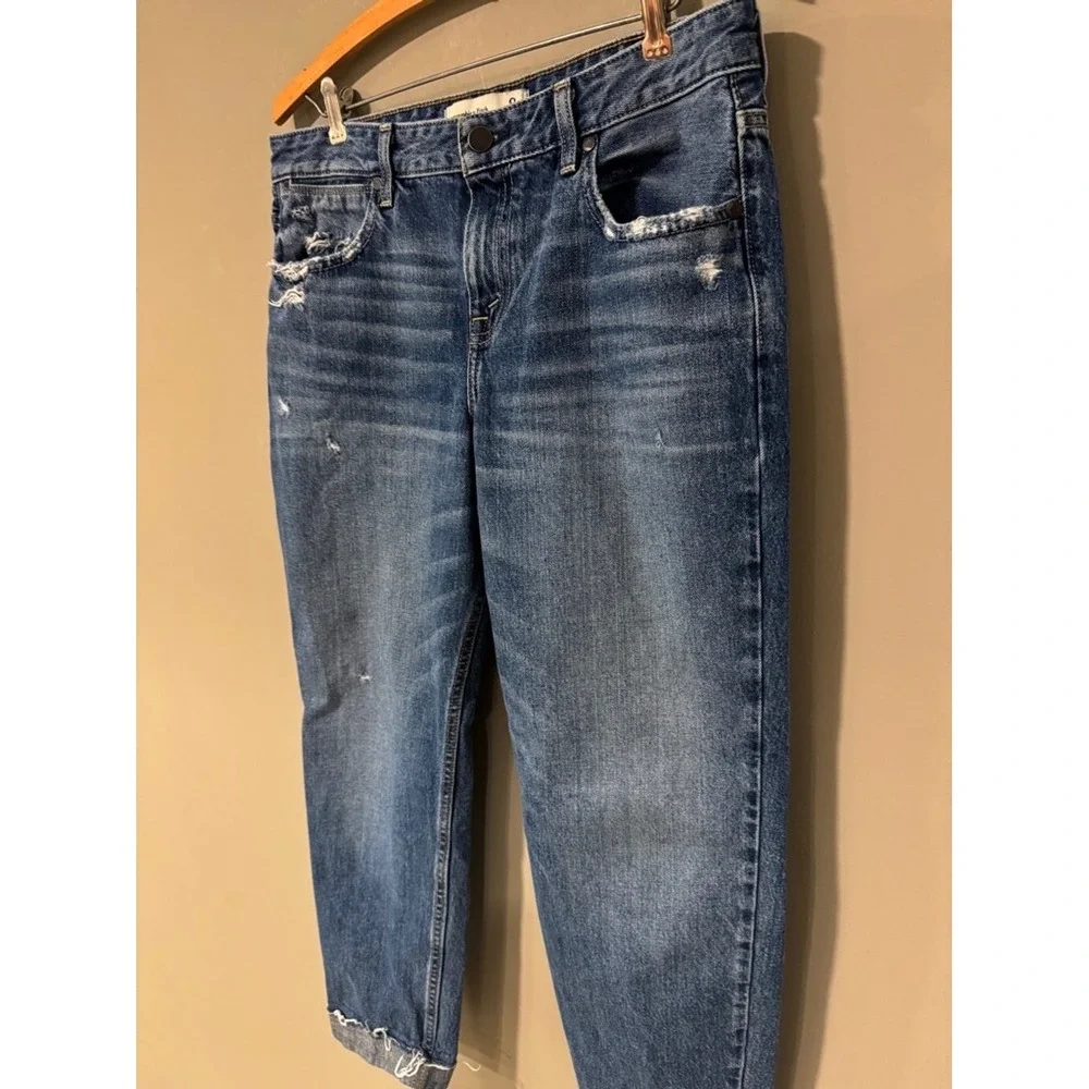 Abercrombie & Fitch Jeans Ankle Straight Distressed 8R Medium Wash Women